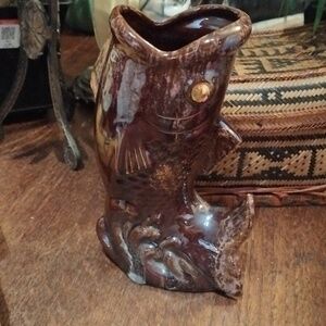Drip glaze Fish vase.  O18GW4